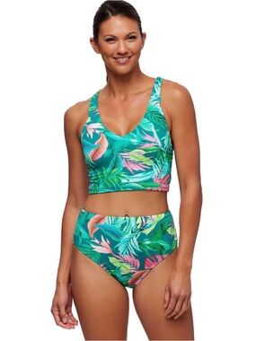 Next by Athena Tropical Print Ribbed Bikini Set Size M NWT V-Neck
